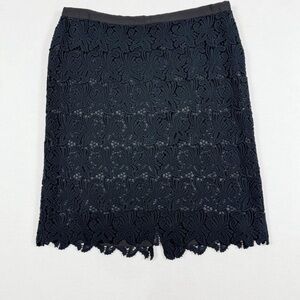 Talbots Petites Black Floral Lace Overlay Skirt Women’s 12P Elegant Lined